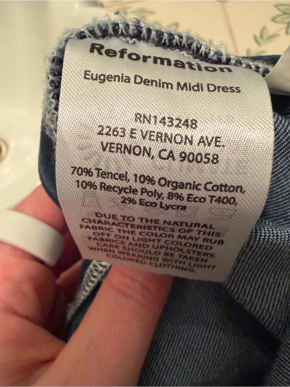 Reformation Eugenia Denim Midi Dress Strapless Size 8 B3 - Picture 10 of 11